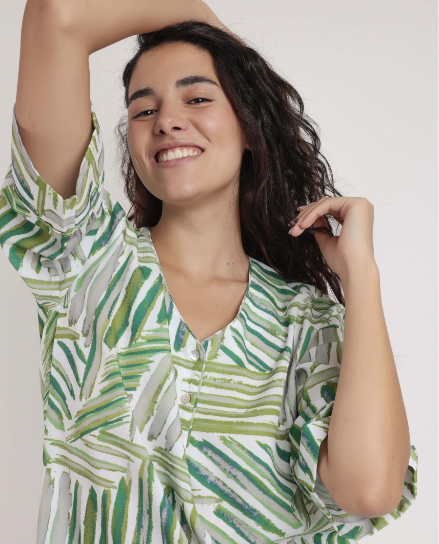 ADMAS Vestido Kimono Manga Francesa Green Summer para Mujer VERDE