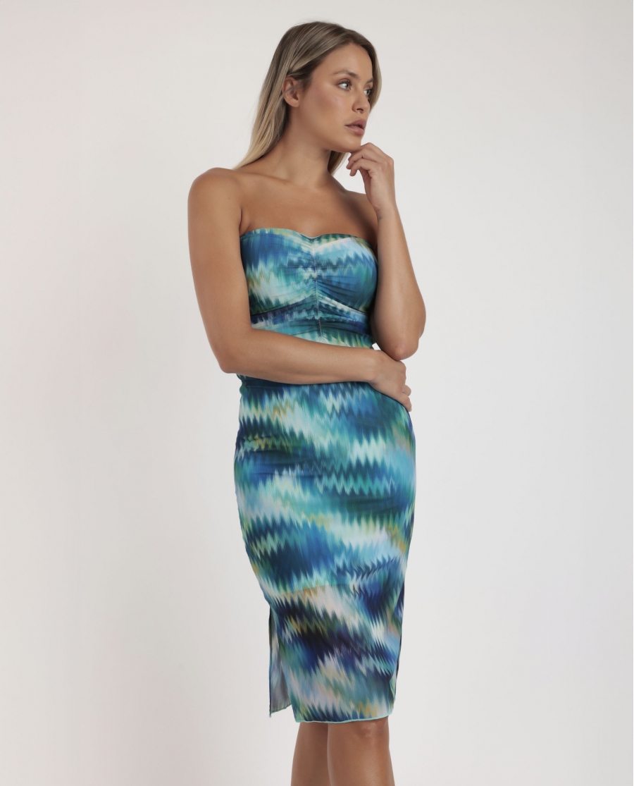 ADMAS Vestido Palabra de Honor Sea Shore para Mujer AZUL