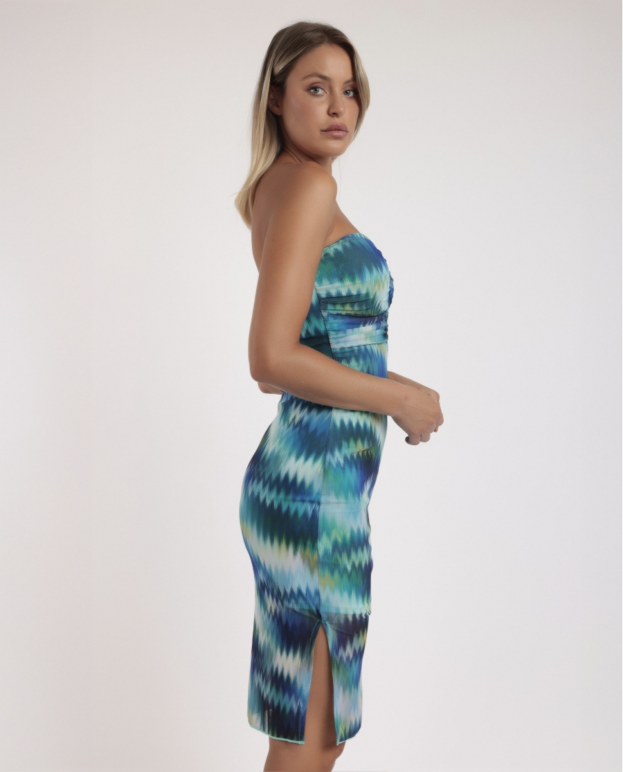 ADMAS Vestido Palabra de Honor Sea Shore para Mujer AZUL
