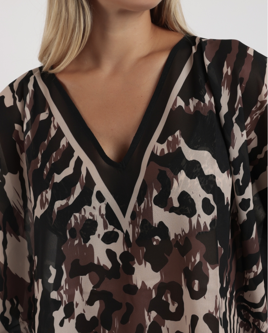 ADMAS Vestido Kaftan Manga Corta Elegant Skin para Mujer PIEL