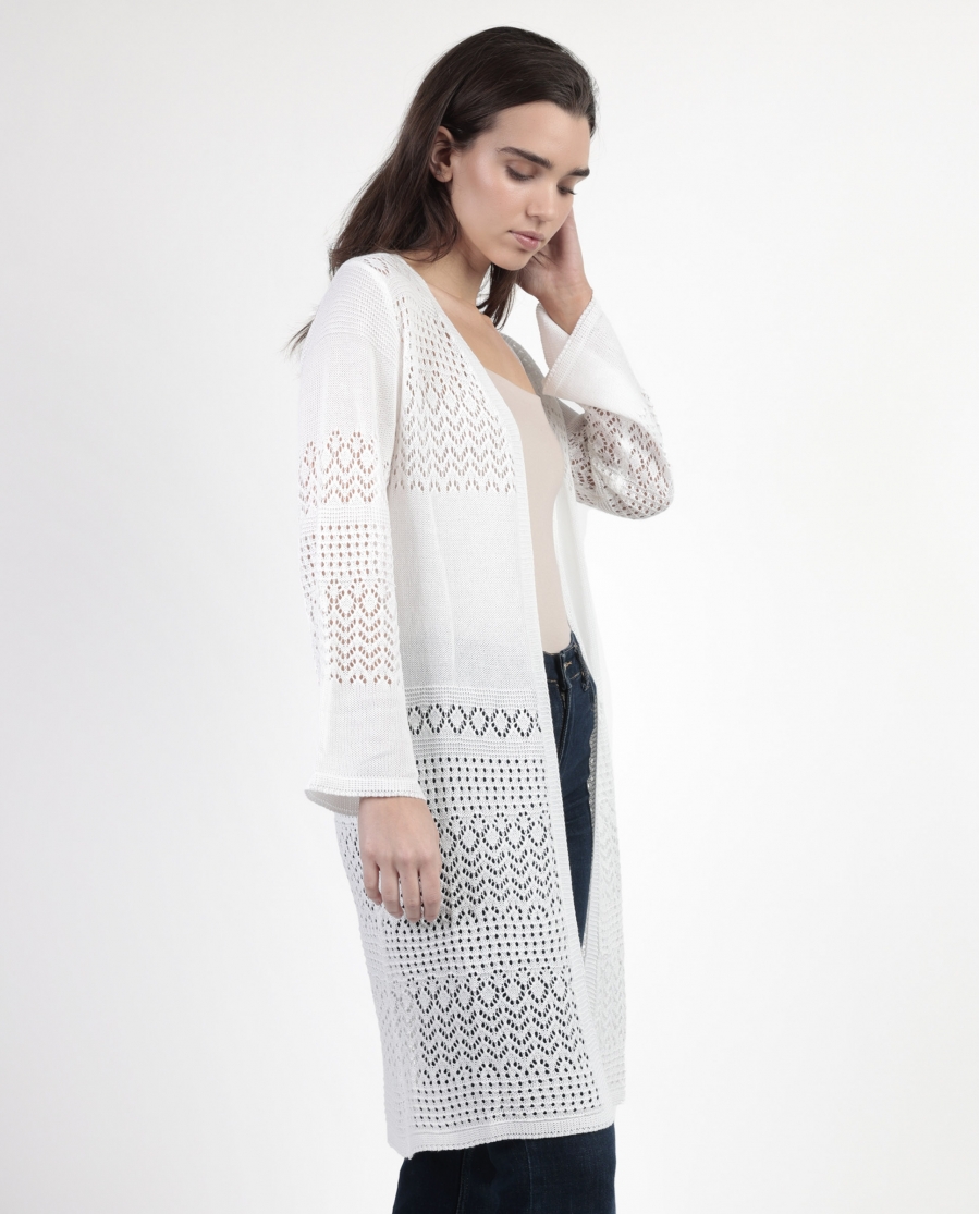 ADMAS Chaqueta Crochet para Mujer BLANCO