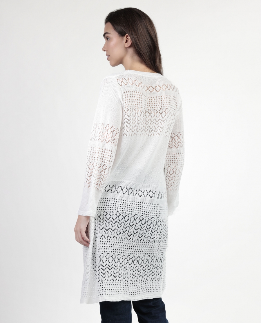 ADMAS Chaqueta Crochet para Mujer BLANCO