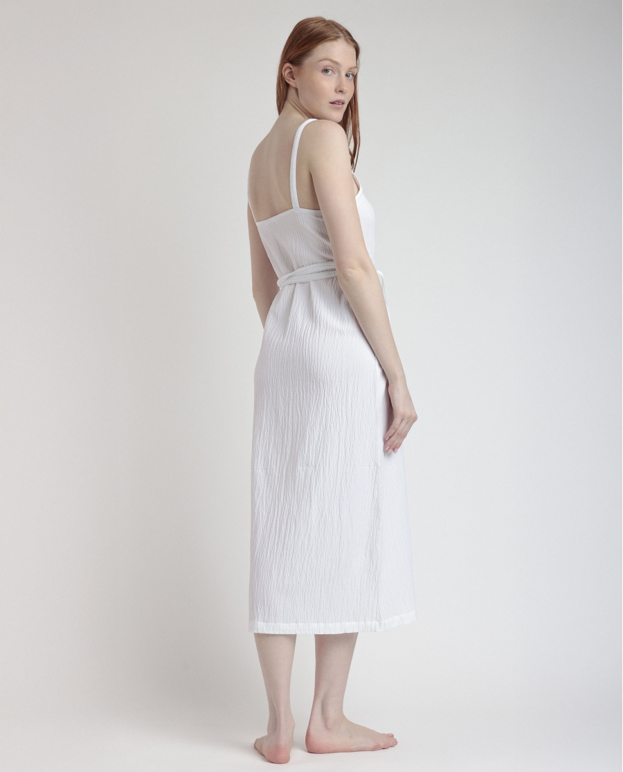 ADMAS Vestido Tirantes Linen Style para Mujer BLANCO