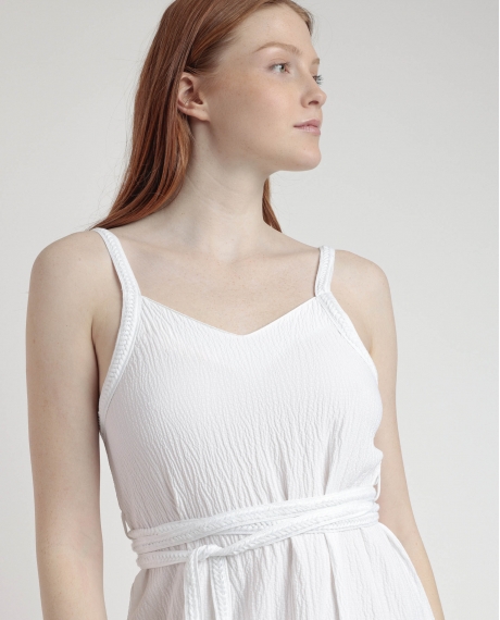 ADMAS Vestido Tirantes Linen Style para Mujer BLANCO 2