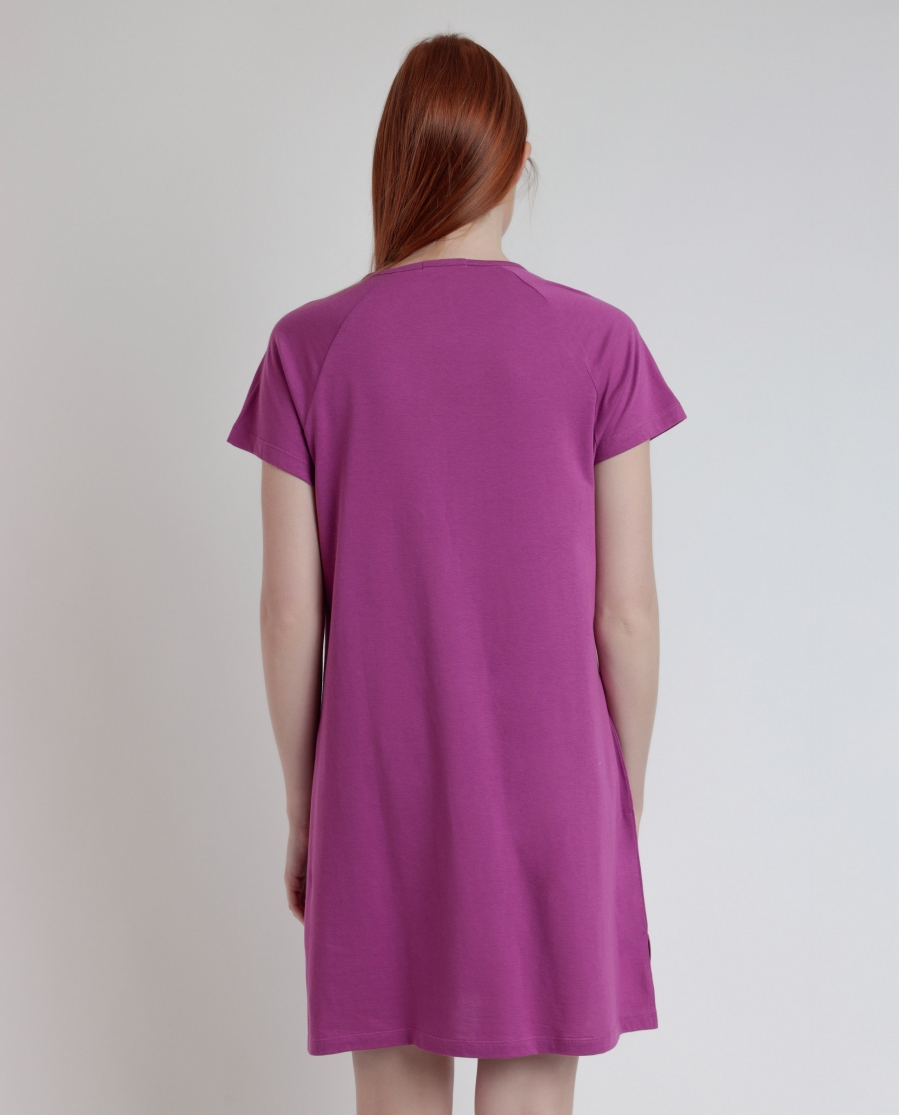 ADMAS Vestido Manga Corta Pechera para Mujer BUGANVILLA