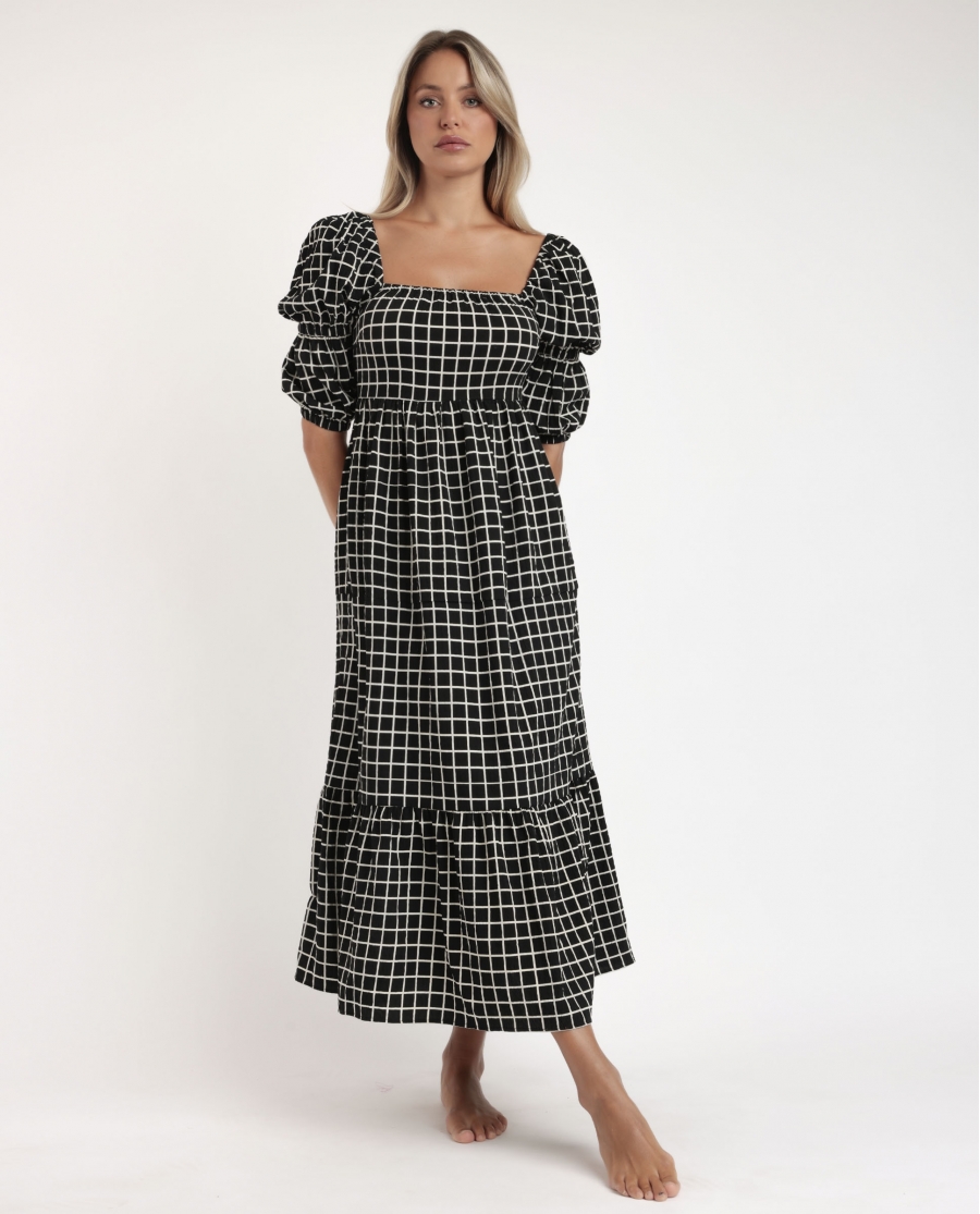 ADMAS Vestido Manga Francesa Dreams para Mujer CHOCOLATE