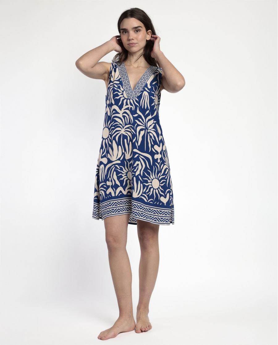 ADMAS Vestido Sin Mangas Sun Summer para Mujer AZUL