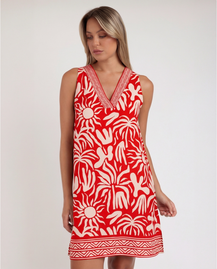 ADMAS Vestido Sin Mangas Sun Summer para Mujer ROJO