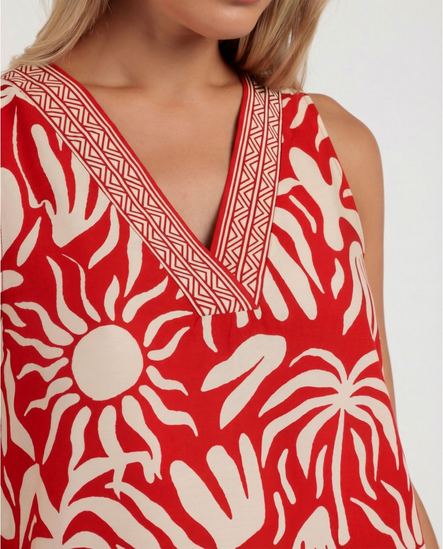 ADMAS Vestido Sin Mangas Sun Summer para Mujer ROJO