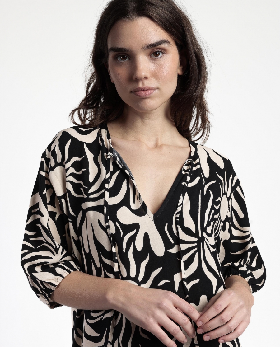 ADMAS Vestido Manga Francesa Sun Summer para Mujer NEGRO