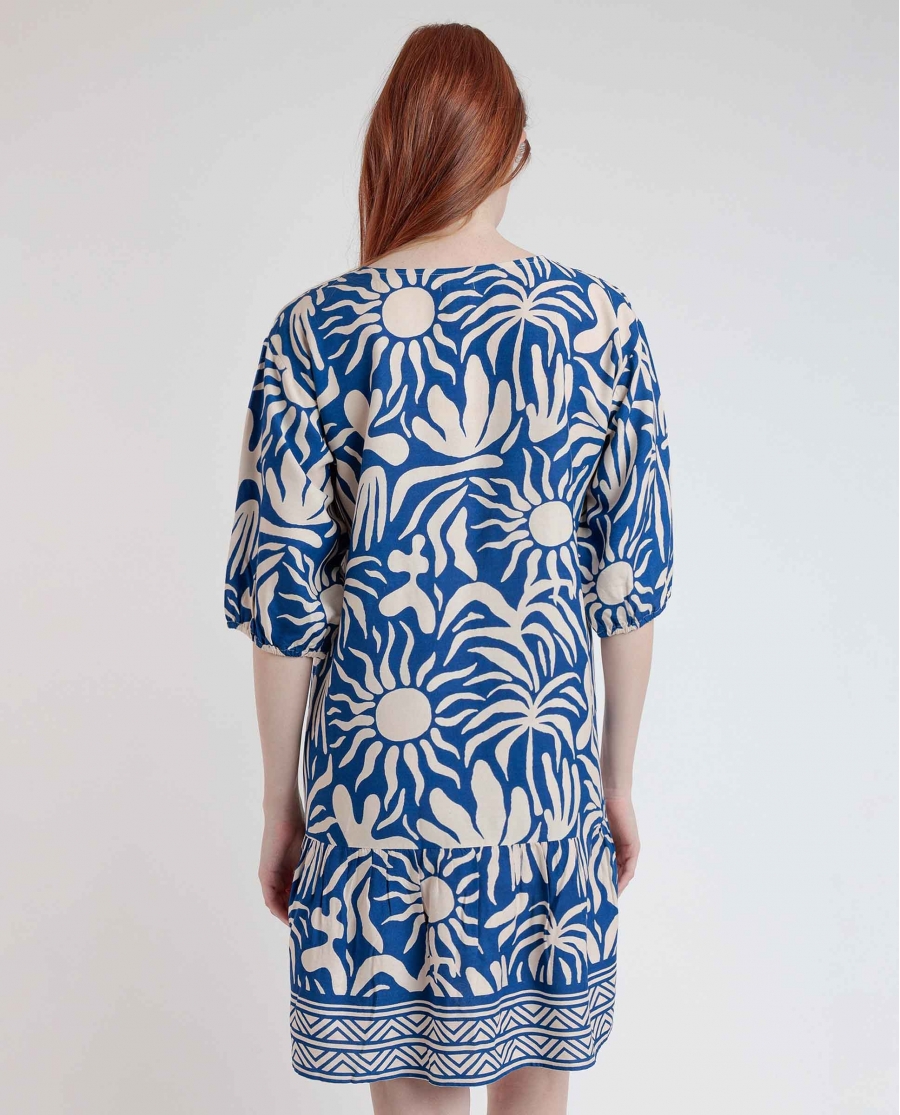 ADMAS Vestido Manga Francesa Sun Summer para Mujer AZUL