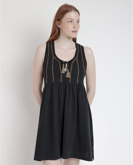 ADMAS Vestido Sin Mangas Barbados Beach para Mujer NEGRO