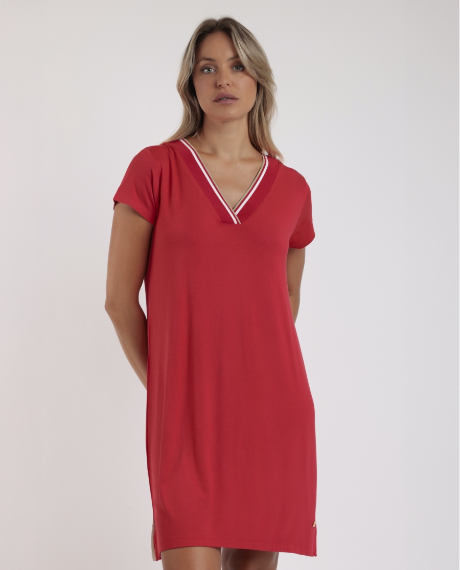 ADMAS Vestido Manga Corta Sport Luxe para Mujer ROJO
