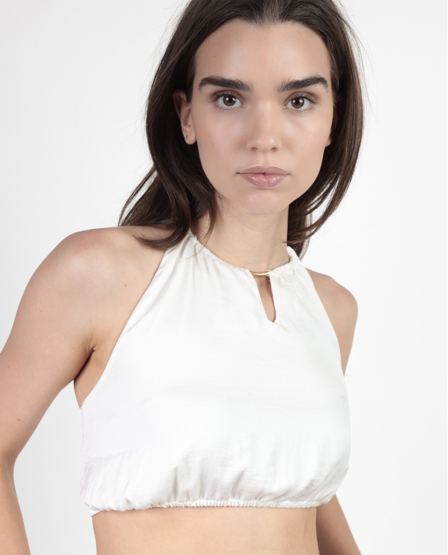 ADMAS Conjunto Top + Pantalón Satinee Beach para Mujer BLANCO