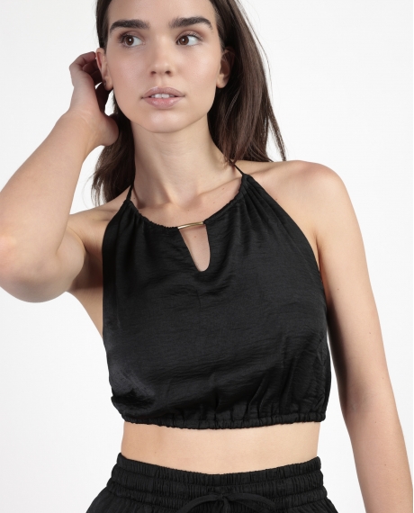 ADMAS Conjunto Top + Pantalón Satinee Beach para Mujer NEGRO 2