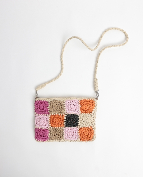 ADMAS Bolso Playa Crochet Cuadros para Mujer MULTICOLOR
