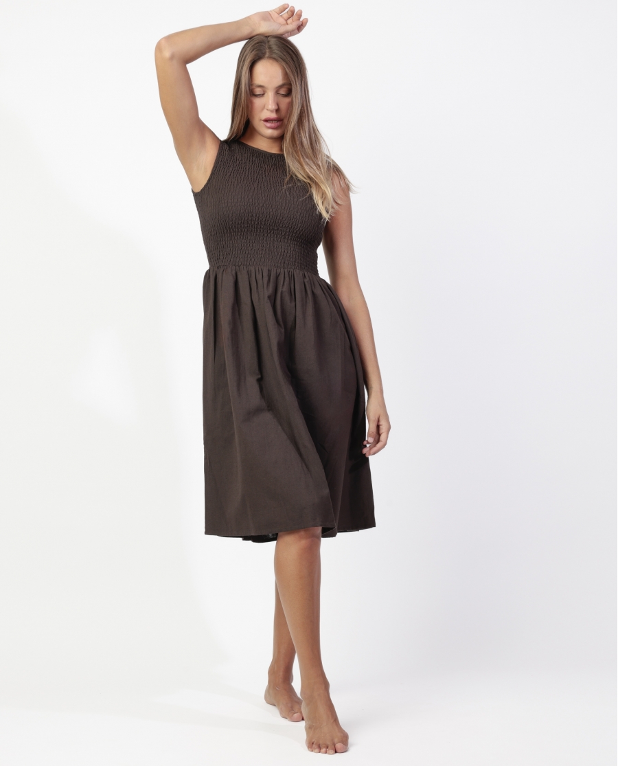 ADMAS Vestido Sin Mangas Nido Chocolate para Mujer CHOCOLATE