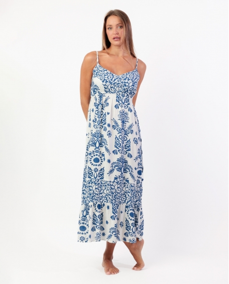 ADMAS Vestido Tirantes Ceramic Dress para Mujer AZUL