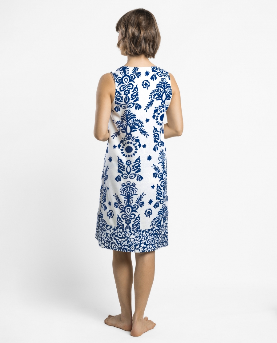 ADMAS Vestido Sin Mangas Ceramic Dress para Mujer AZUL