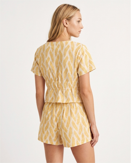 ADMAS Conjunto Top + Short Beach Leaves para Mujer AMARILLO 2