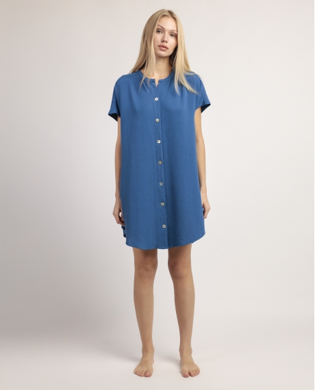 ADMAS Vestido Manga Corta Abierto Desert para Mujer DENIM