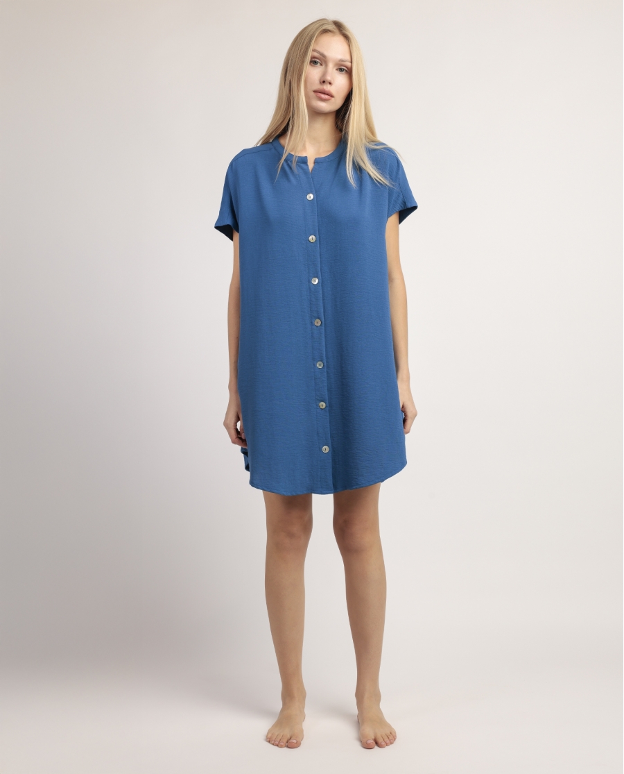 ADMAS Vestido Manga Corta Abierto Desert para Mujer DENIM