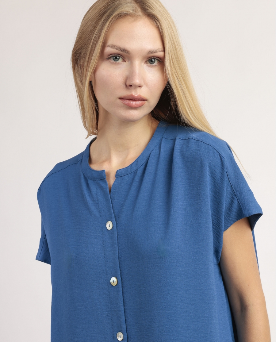 ADMAS Vestido Manga Corta Abierto Desert para Mujer DENIM