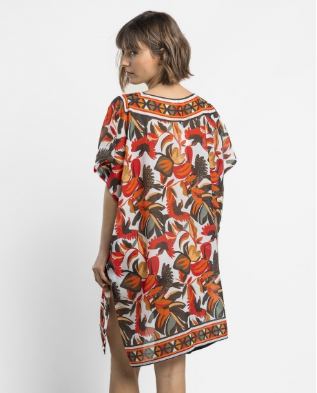ADMAS Vestido Kaftan Manga Corta Multicolor Paradise para Mujer MULTICOLOR 2