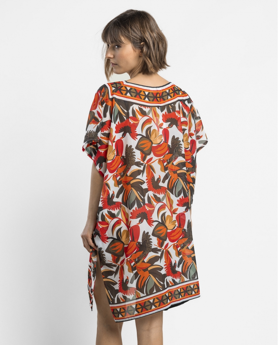 ADMAS Vestido Kaftan Manga Corta Multicolor Paradise para Mujer MULTICOLOR