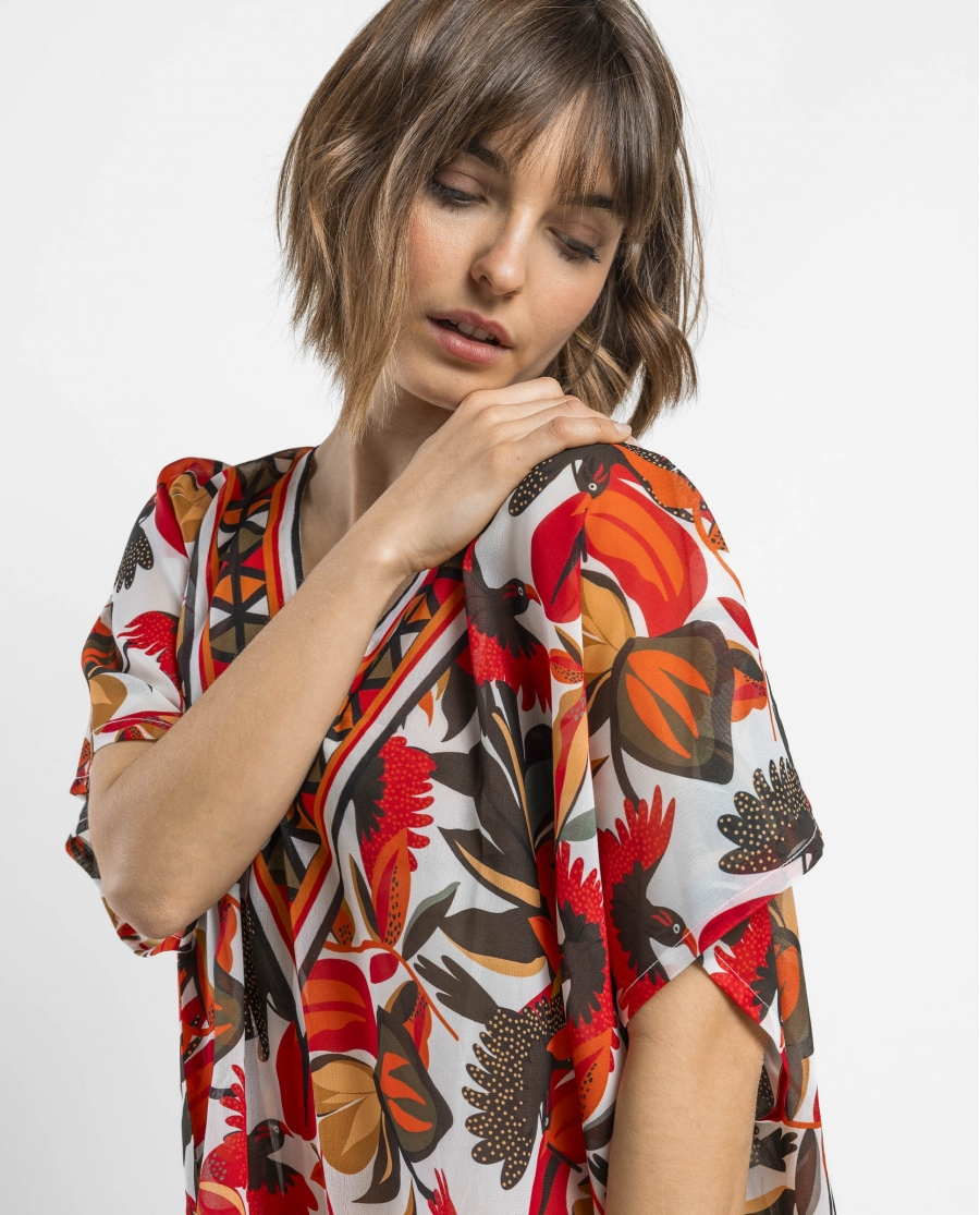 ADMAS Vestido Kaftan Manga Corta Multicolor Paradise para Mujer MULTICOLOR