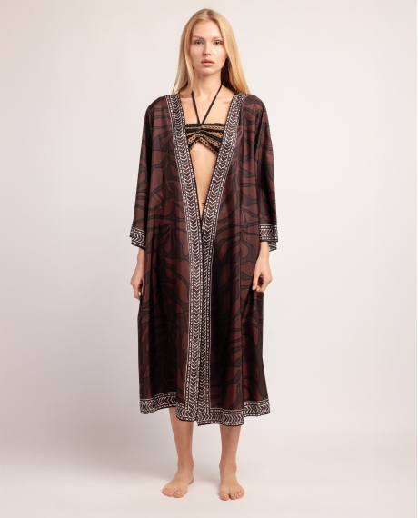 ADMAS Vestido Kimono Jungle para Mujer CHOCOLATE