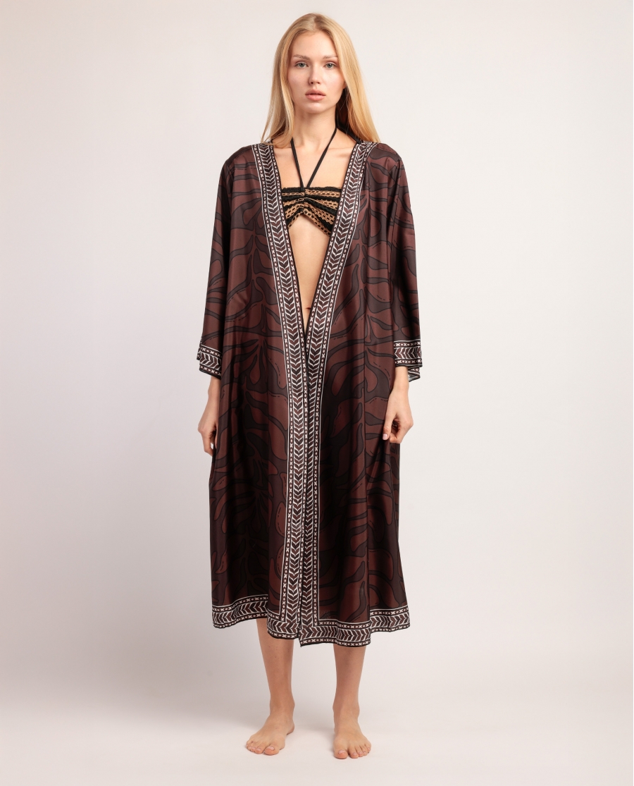 ADMAS Vestido Kimono Jungle para Mujer CHOCOLATE