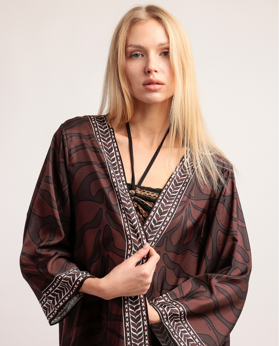 ADMAS Vestido Kimono Jungle para Mujer CHOCOLATE