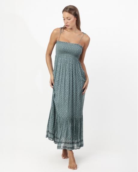 ADMAS Vestido Largo Palabra de Honor Indian Dream para Mujer AZUL