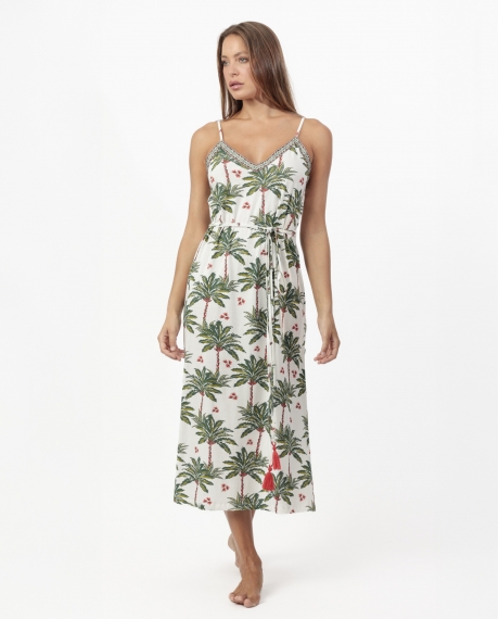 ADMAS Vestido Tirantes Palm Mosaic para Mujer CRUDO