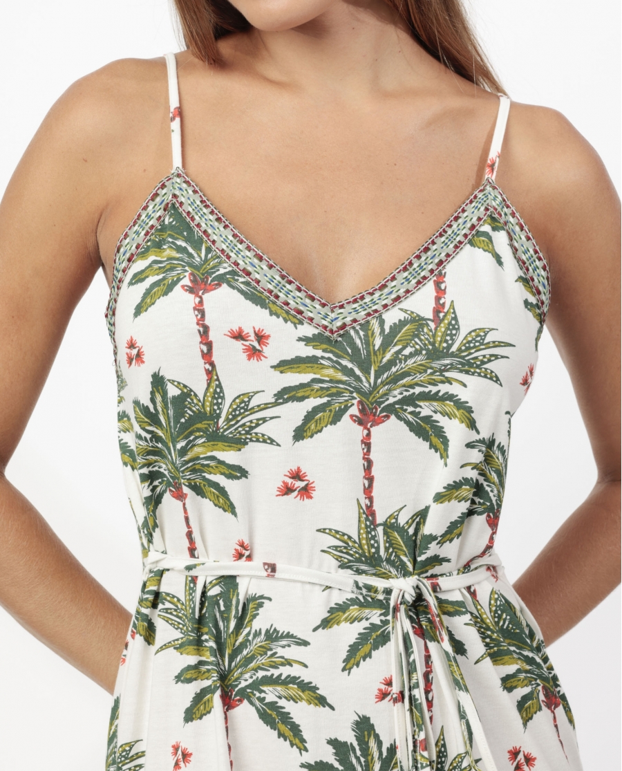 ADMAS Vestido Tirantes Palm Mosaic para Mujer CRUDO
