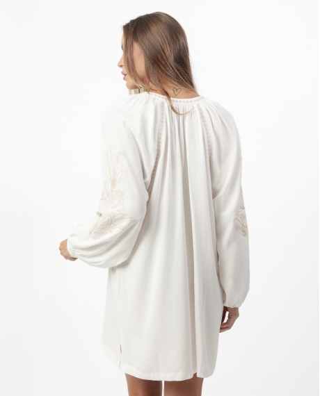ADMAS Vestido Manga Larga Embroidery and Cords para Mujer BLANCO 2