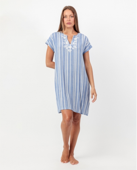 ADMAS Vestido Kimono Manga Corta Gold Sea para Mujer AZUL