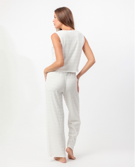 ADMAS Conjunto Camiseta Sin Mangas + Pantalón Largo Style para Mujer BLANCO 2