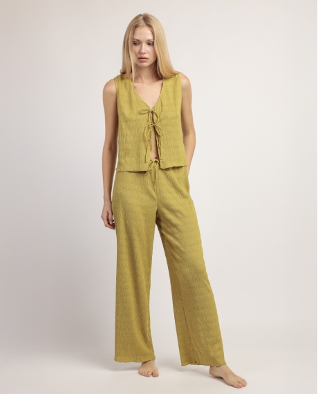 ADMAS Conjunto Camiseta Sin Mangas + Pantalón Largo Style para Mujer PISTACHO