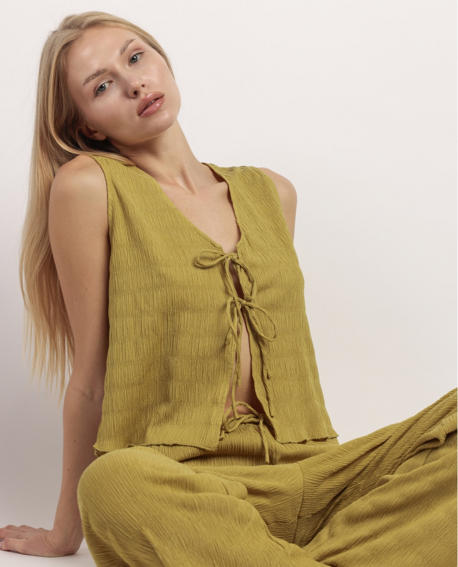 ADMAS Conjunto Camiseta Sin Mangas + Pantalón Largo Style para Mujer PISTACHO