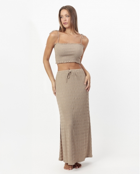ADMAS Conjunto Top + Falda Sand para Mujer ARENA