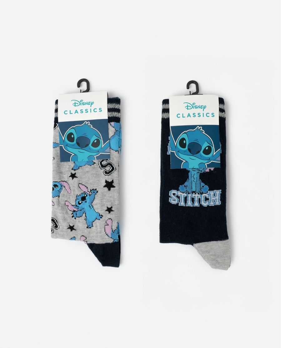 DISNEY Calcetín de Caña Normal Aloha Stitch para Mujer, (Caja de 6 pares) SURTIDO