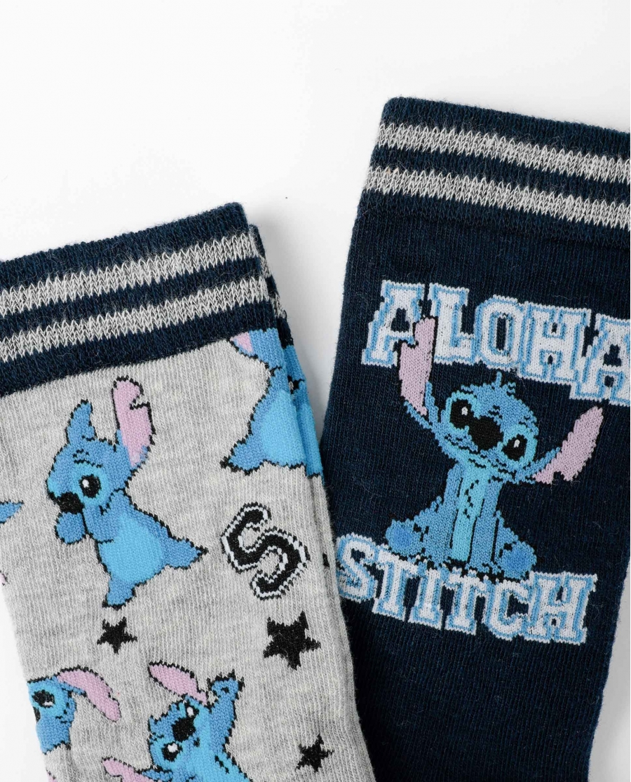 DISNEY Calcetín de Caña Normal Aloha Stitch para Mujer, (Caja de 6 pares) SURTIDO