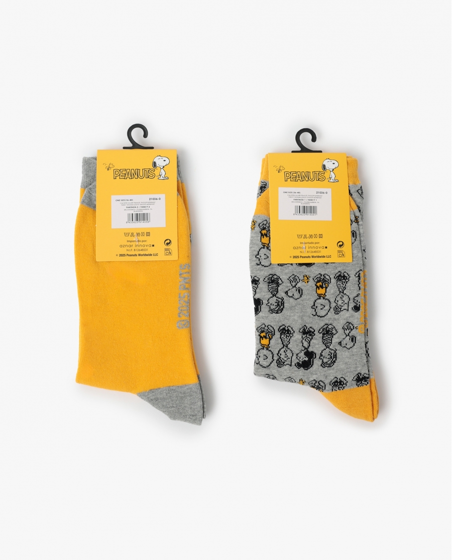 PEANUTS Calcetín de Caña Normal Snoopy & Friends para Mujer, (Caja de 6 pares) SURTIDO