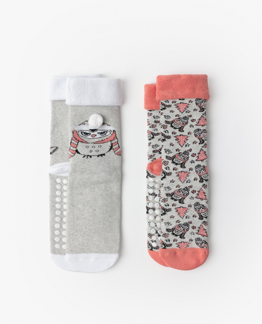 ADMAS Calcetín Antideslizante Winter Owl para Mujer, (Caja de 6 pares) SURTIDO