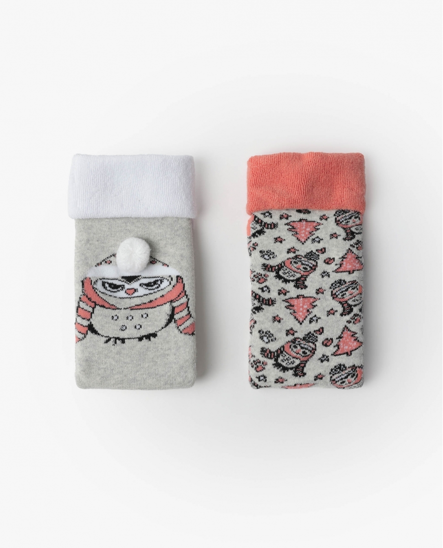 ADMAS Calcetín Antideslizante Winter Owl para Mujer, (Caja de 6 pares) SURTIDO