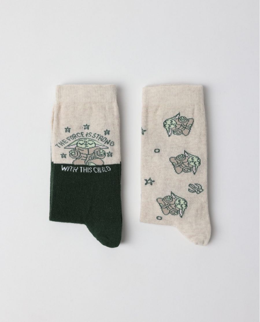 STAR WARS MANDALORIAN Calcetín de Caña Normal Grogu Cute para Mujer, (Caja de 6 pares) SURTIDO