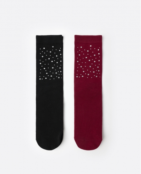 ADMAS Calcetines Shiny Studs para Mujer, Pack de 2 Pares PACK FANTASIA
