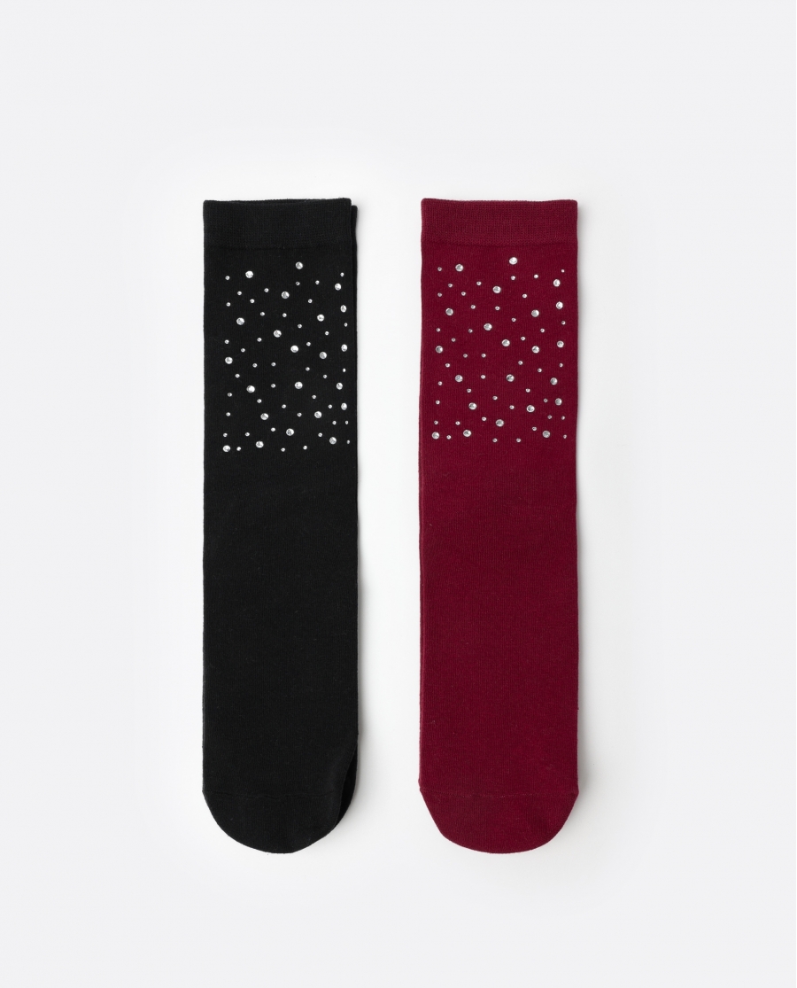 ADMAS Calcetines Shiny Studs para Mujer, Pack de 2 Pares PACK FANTASIA